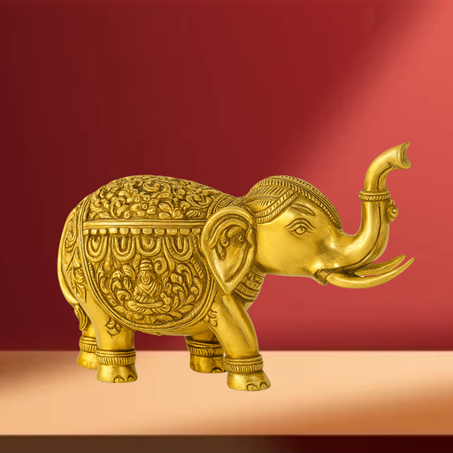 Decorative Brass Elephant Figurine - Handcrafted Symbol of Strength and Royalty